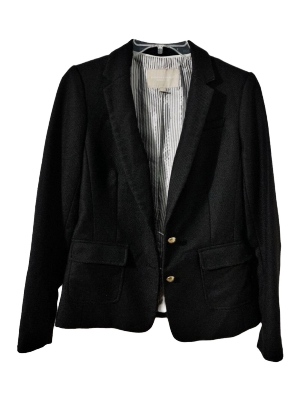 Banana Republic Sz 0 Wool Blend Jacket Brass-Toned Button Front Equestrian Style